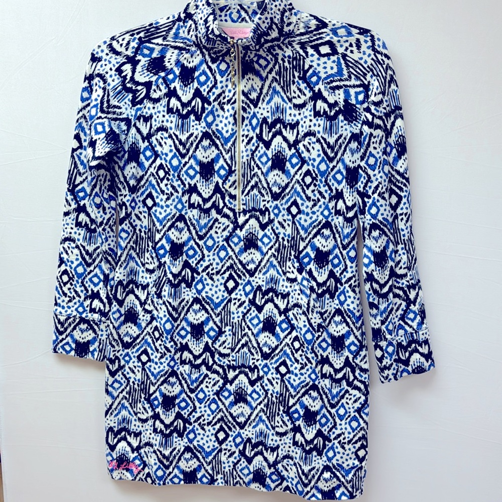 Lilly Pulitzer Skipper  Popover Dress Women’s Beckon Blue Pattern Size Small
